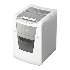AKTION: LEITZ IQ Autofeed Small Office 100 Aktenvernichter mit Partikelschnitt P-5, 2 x 15 mm, bis 100 Blatt, weiß mit 45 Euro CashBack