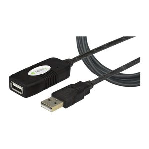 Techly USB 2.0 Aktive Verlängerung, Hi-Speed, 10m, schwarz