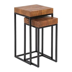WOHNLING Beistelltische-Set quadratisch Massivholz sheesham, 1 Set