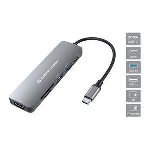 CONCEPTRONIC 6-1 Dock USB-C->HDMI/2xUSB-A/SD/TF/+ 15cm gr