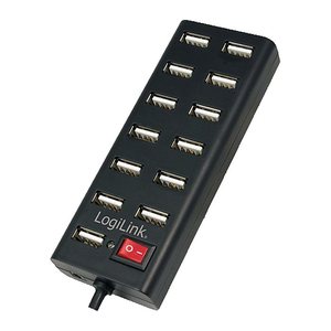Logilink USB-HUB 13-Port m. Netzteil schwarz Kunststoff