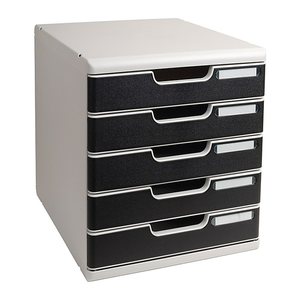 Exacompta Schubladenbox Modulo  schwarz 301014D, DIN A4 mit 5 Schubladen, 1 St.