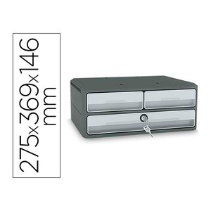 cep Schubladenbox MoovUp mit Schloss  lichtgrau 1091216361, DIN A4 quer mit 3 Schubladen, 1 St.