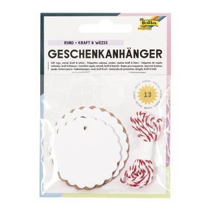 folia Geschenkanhänger weiß, natur Set Classic, 12 St.