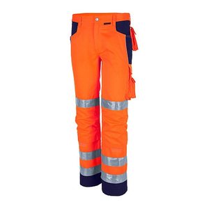 QUALITEX® unisex Warnschutzhose orange, marine Größe 56