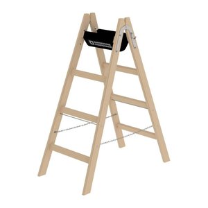 MUNK Stehleiter beidseitig 33208 natur 2x 4 Sprossen, H: 123,0 cm