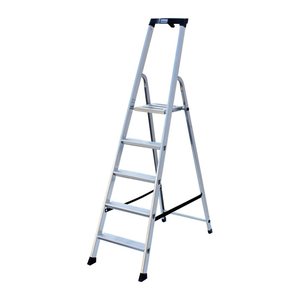 KRAUSE Stehleiter einseitig MONTO Solido silber 5 Stufen, H: 185,0 cm