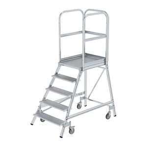 MUNK Podestleiter 50105 fahrbar silber 5 Stufen, H: 220,0 cm
