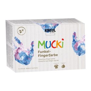 KREUL MUCKI Funkel Fingerfarben farbsortiert, 6 St.
