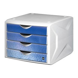 helit Schubladenbox the chameleon  blau H6129634, DIN A4 mit 4 Schubladen, 1 St.
