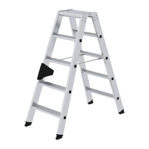 MUNK Stehleiter beidseitig 40210 silber 2x 5 Stufen, H: 114,0 cm
