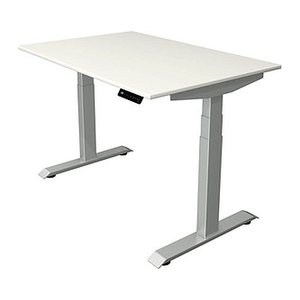 Kerkmann Move 4 elektrisch höhenverstellbarer Schreibtisch weiß rechteckig, T-Fuß-Gestell silber 120,0 x 80,0 cm