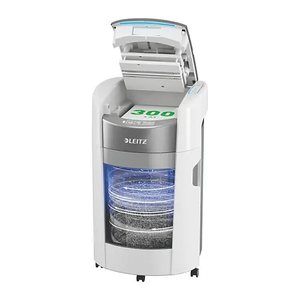 LEITZ IQ OptiMax Autofeed Office 300 Aktenvernichter mit Partikelschnitt P-5, 2 x 5 mm, bis 300 Blatt