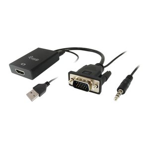 Equip Adapter HD15->HDMI-A/3.5mm/USB-A St/Bu +Audio schwarz
