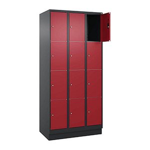 CP Schließfachschrank Classic PLUS rubinrot, schwarzgrau 080020-304 S10039, 4 Schließfächer 90,0 x 50,0 x 185,0 cm