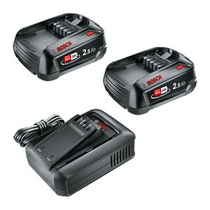 BOSCH Home & Garden Werkzeugakkus mit Ladegerät Starter-Set 18V Li-Ion 18,0 V, 2x 2,5 Ah