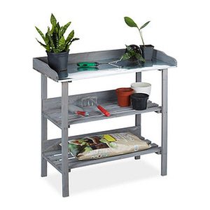 relaxdays Pflanztisch grau 92,0 x 41,0 x 86,0 cm