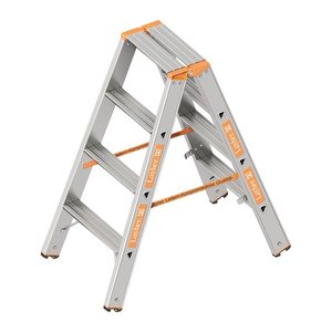 Layher Stehleiter beidseitig TOPIC 1043 silber 2x 4 Stufen, H: 100,0 cm