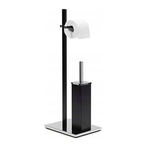 relaxdays WC-Garnitur schwarz, silber Metall, 1 St.