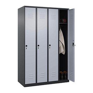 CP Spind Classic Plus schwarzgrau, weißaluminium 080000-40 S10091, 4 Schließfächer 120,0 x 50,0 x 185,0 cm