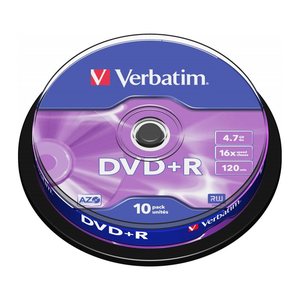Verbatim DVD+R Rohlinge 4,7GB 16x AZO Silber 10er Spindel retail