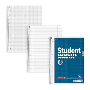 BRUNNEN Collegeblock Student DUO Lineatur 27 und 28 liniert und kariert DIN A4 Innen- und Außenrand, 1 Block