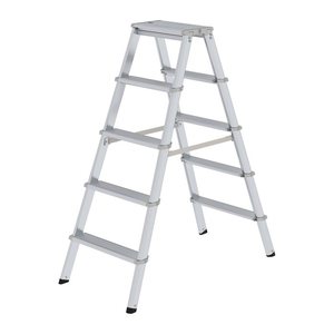 MUNK Stehleiter beidseitig 11235 silber 2x 5 Stufen, H: 116,0 cm