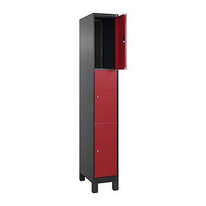 CP Schließfachschrank Classic Plus rubinrot, schwarzgrau 080010-103 S10026, 3 Schließfächer 30,0 x 50,0 x 195,0 cm