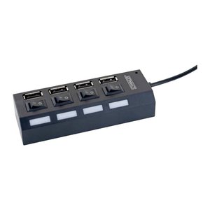 Schwaiger USB Hub 4-fach 2.0A Buchse Passiv Schwarz