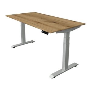 Kerkmann Move 4 elektrisch höhenverstellbarer Schreibtisch eiche rechteckig, T-Fuß-Gestell silber 140,0 x 80,0 cm