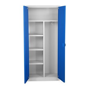 Kleideraktenschrank – 800 x 380 (4,5 OH) – Korpus in Lichtgrau (Türen Enzianblau)