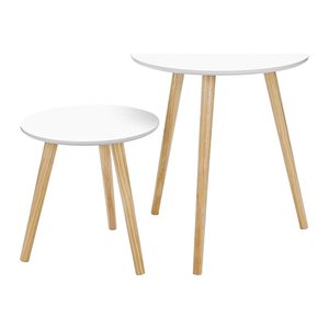 VASAGLE Beistelltische-Set rund MDF-Platte weiß, 2 St.