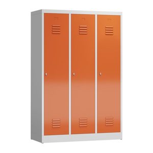 ClassiX Spind feuerrot, lichtgrau X-515134, 3 Schließfächer 118,5 x 50,0 x 180,0 cm
