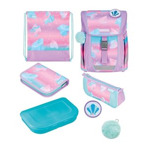 herlitz Schulranzen-Set FiloActive XL Ocean Lights Kunstfaser rosa, türkis