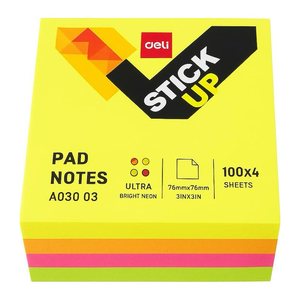 DELI Haftnotizen 7,6x7,6 cm Stick up, EA03003 400 St. farbig