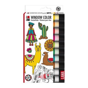 Marabu Lama Fenstermalfarben farbsortiert 10 leuchtende Farben à 25,0 ml