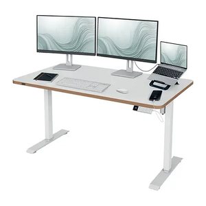 LEITZ Ergo 67730001 elektrisch höhenverstellbarer Schreibtisch weiß rechteckig abgerundet, T-Fuß-Gestell weiß 140,0 x 80,0 cm