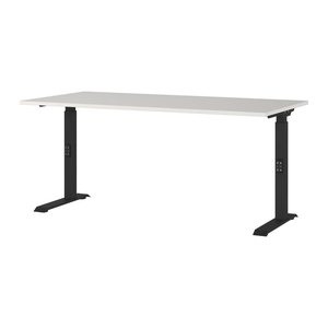 GERMANIA DOWNEY höhenverstellbarer Schreibtisch lichtgrau rechteckig, C-Fuß-Gestell schwarz 160,0 x 80,0 cm