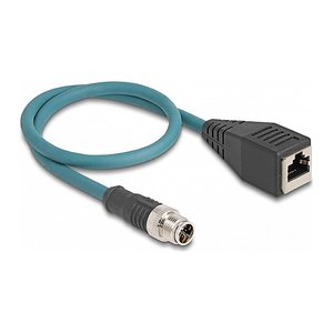 DELOCK M12 Adapterkabel X-kodiert 8 Pin ST zu RJ45,Bu 50 cm