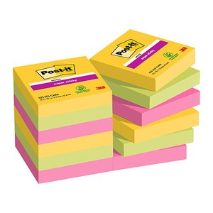 Post-it® Super Sticky Carnival Haftnotizen extrastark 654MTDR farbsortiert, 12 Blöcke
