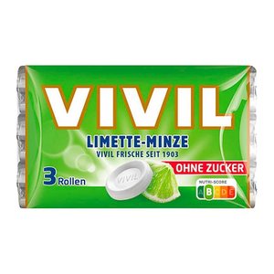VIVIL® Limette-Minze ohne Zucker Bonbons 84,0 g, 3 Rollen