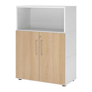 HAMMERBACHER Regalschrank FlexWall, VFW38T2KG/W/E/BS weiß, eiche 80,0 x 40,0 x 109,8 cm, 1 St.