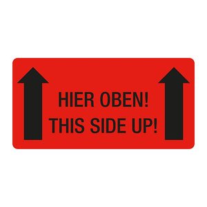 EICHNER Warnetiketten rot »Hier oben!« 100,0 x 50,0 mm, 250 Etiketten