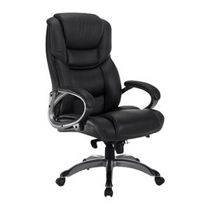 XXL Chefsessel, BT-9142L Kunstleder schwarz, Gestell silber