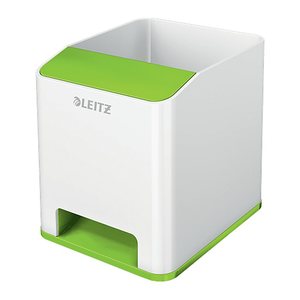 LEITZ Stiftehalter WOW Duo Colour perlweiß/grün Polystyrol 2 Fächer 9,0 x 10,1 x 10,0 cm