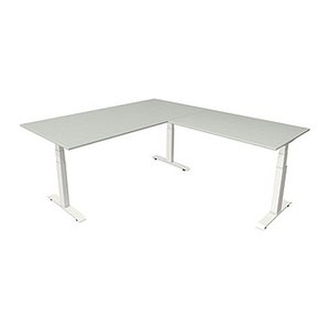 Kerkmann Move 4 elektrisch höhenverstellbarer Schreibtisch lichtgrau rechteckig, T-Fuß-Gestell weiß 200,0 x 220,0 cm