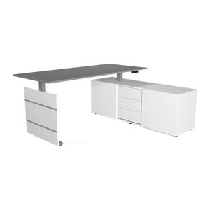 Kerkmann Move 3 elektrisch höhenverstellbarer Schreibtisch grafit, weiß rechteckig, Wangen-Gestell silber 180,0 x 80,0 cm