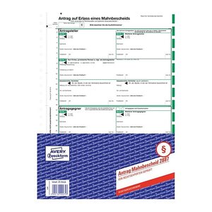 AVERY Zweckform Mahnbescheid für maschinelle Bearbeitung Formulare 2887, 25 Set
