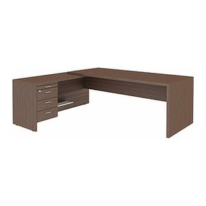Quadrifoglio T45 Schreibtisch eukalyptus L-Form, Wangen-Gestell eukalyptus 220,0 x 194,0 cm