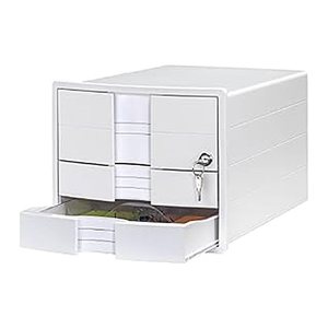 HAN Schubladenbox IMPULS mit Schloss  weiß 1018-12D, DIN A4 mit 3 Schubladen, 1 St.